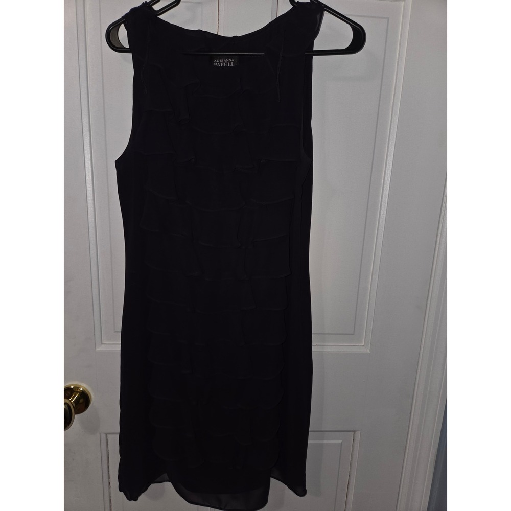 Adrianna Papell Ruffle Tiered Dress Womens 10 Purple Cocktail Party Elegant - Picture 2 of 5